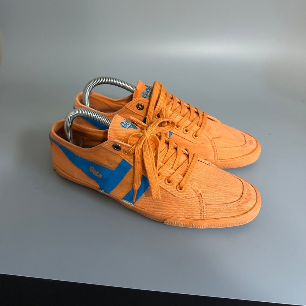 Gola Mens Coaster Canvas Sneakers Orange Blue Low Top Lace Up Trainers Size 8